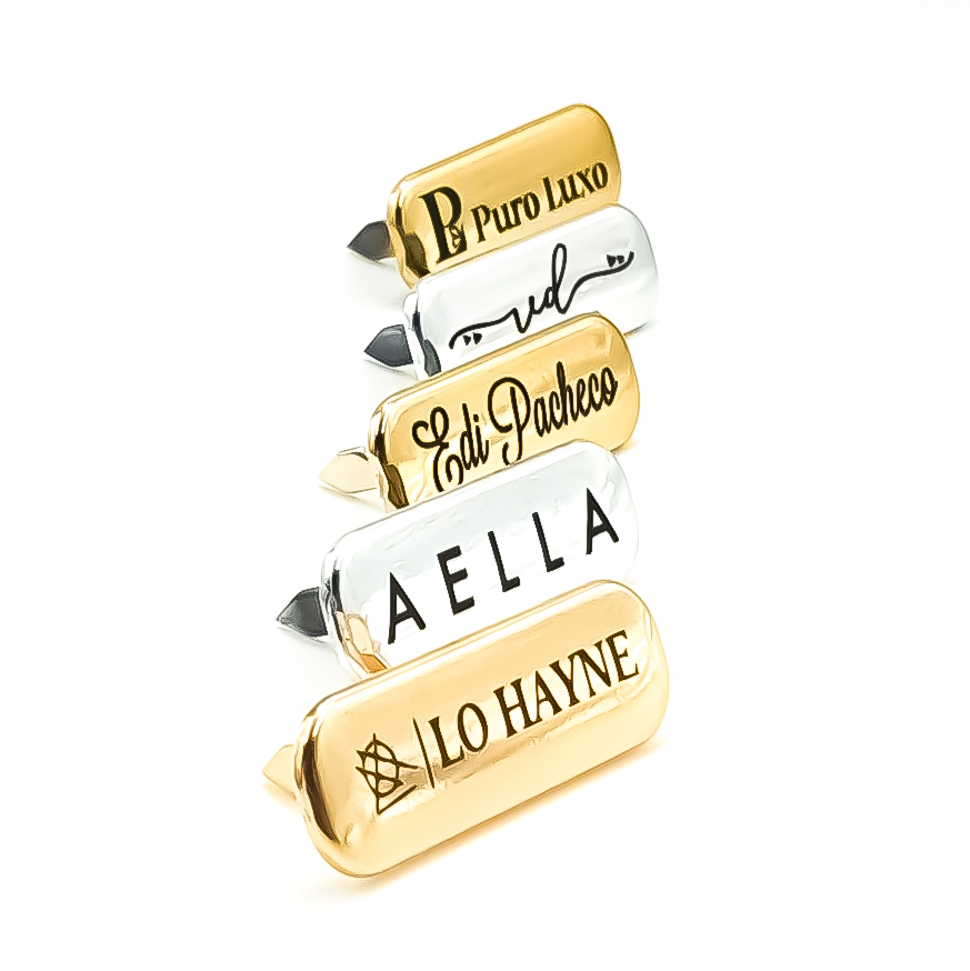 Etiqueta 3.0×1.0 cm Personalizada Plaquinha de Metal Com Garra Etiqueta 3.0×1.0 cm Personalizada Plaquinha de Metal Com Garra