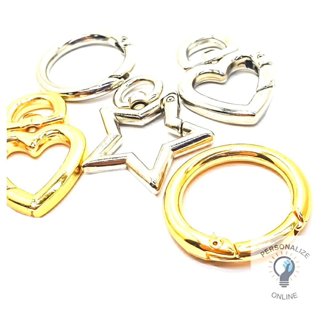 Coração Mosquetão Prata articulado 3 cm 04 Unidades -04