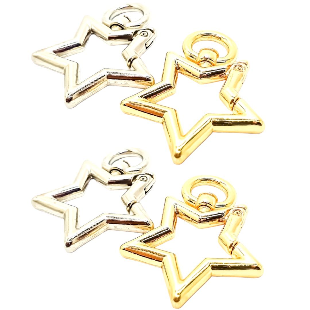 Estrela Mosquetão Articulada Dourada 3 cm 04 Unidades -04